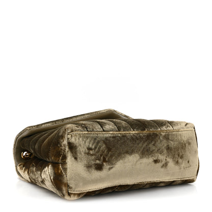 Saint Laurent Velvet Y Quilted Monogram Small Loulou Chain Satchel Dark Vintage Olive 4 of 11