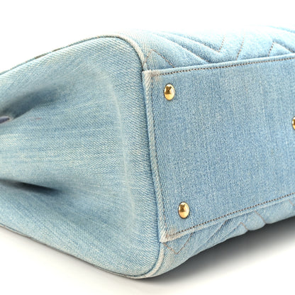 Gucci Denim Matelasse Small Pearly GG Marmont Tote Blue 8 of 9