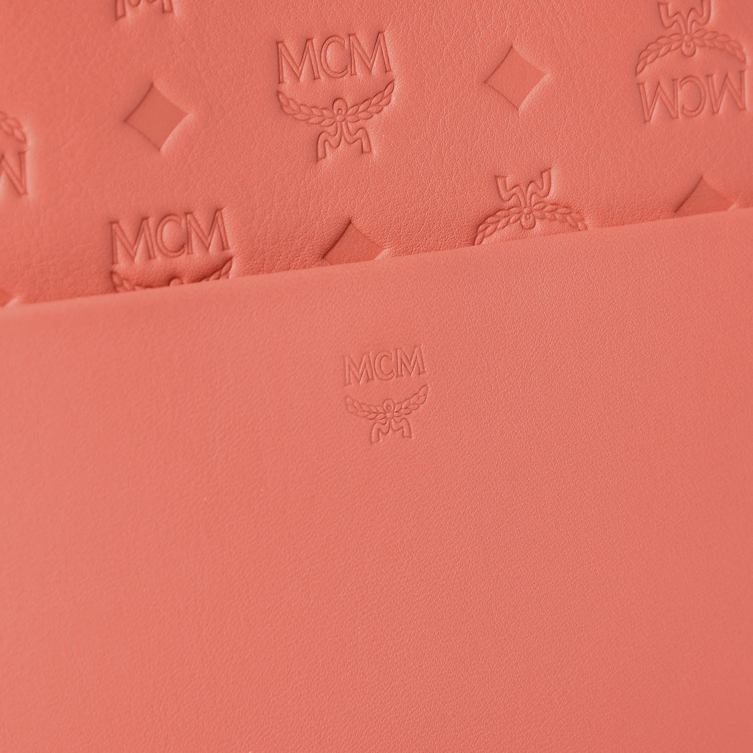 MCM Calfskin Ottomar Monogram Medium Essential Tote Hot Coral 8 of 9