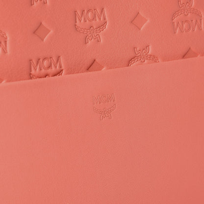 MCM Calfskin Ottomar Monogram Medium Essential Tote Hot Coral 8 of 9