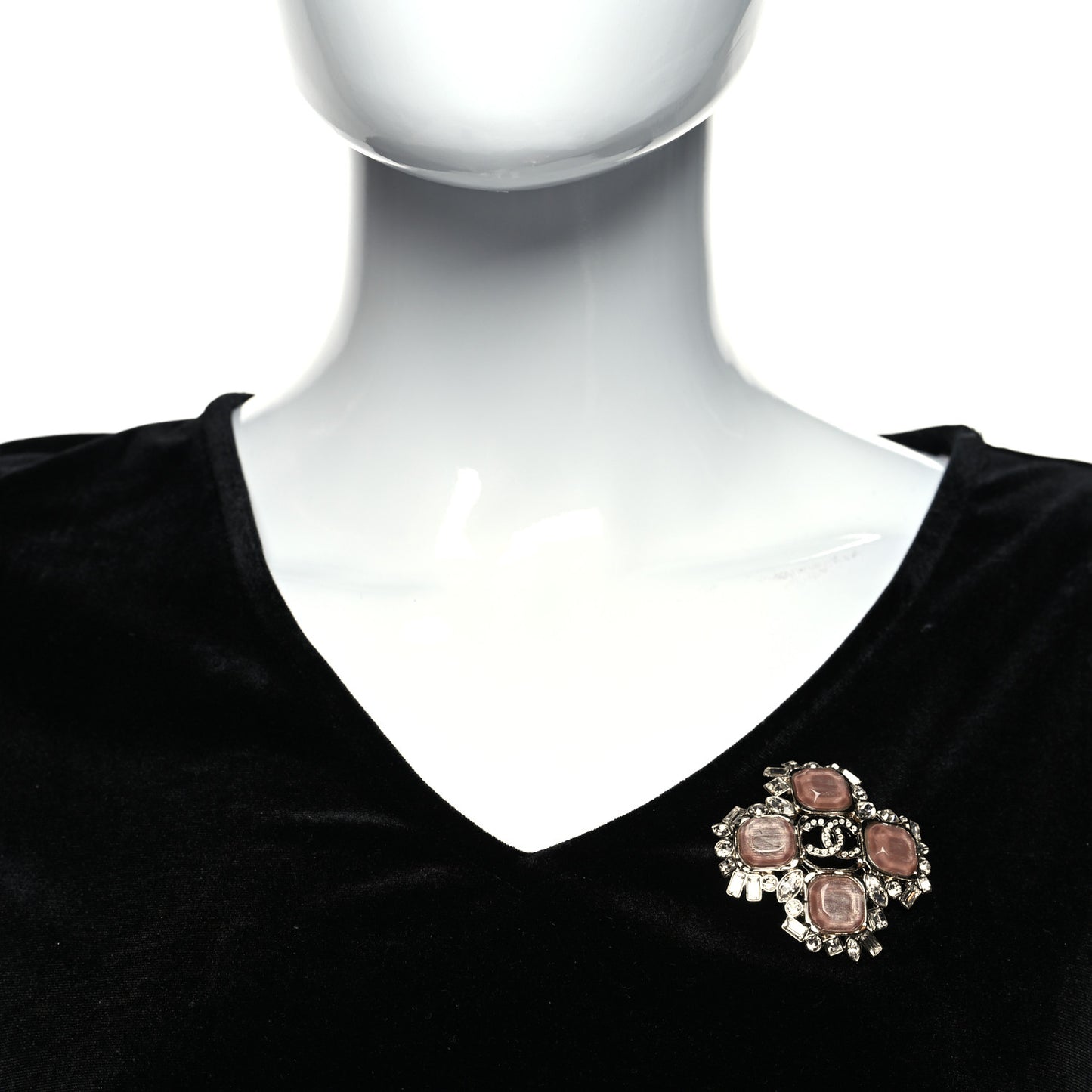Crystal CC Cross Brooch Gold Pink