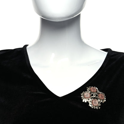 Chanel Crystal CC Cross Brooch Gold Pink 2 of 4