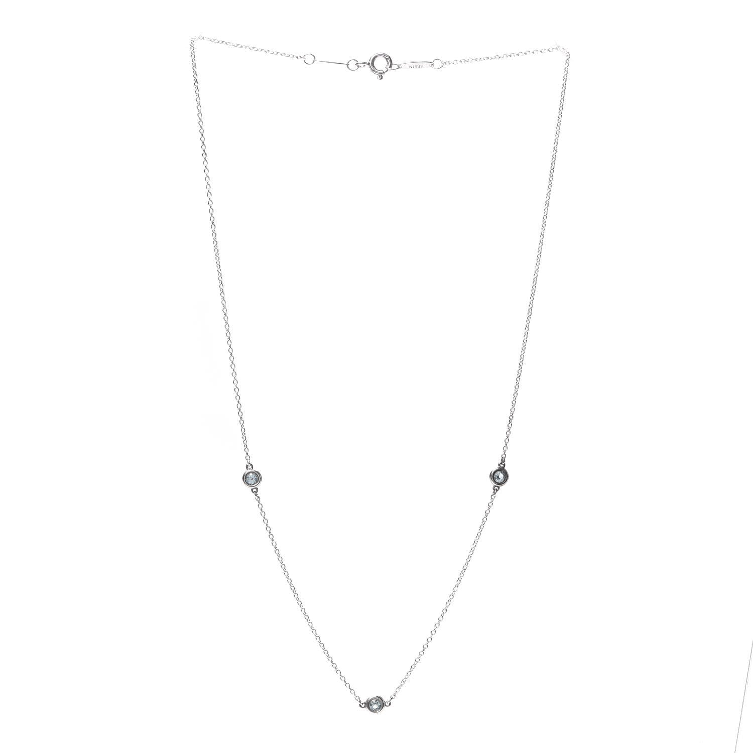 Tiffany Sterling Silver Aquamarine Elsa Peretti Color By The Yard 3 Station Necklace 3 of 5