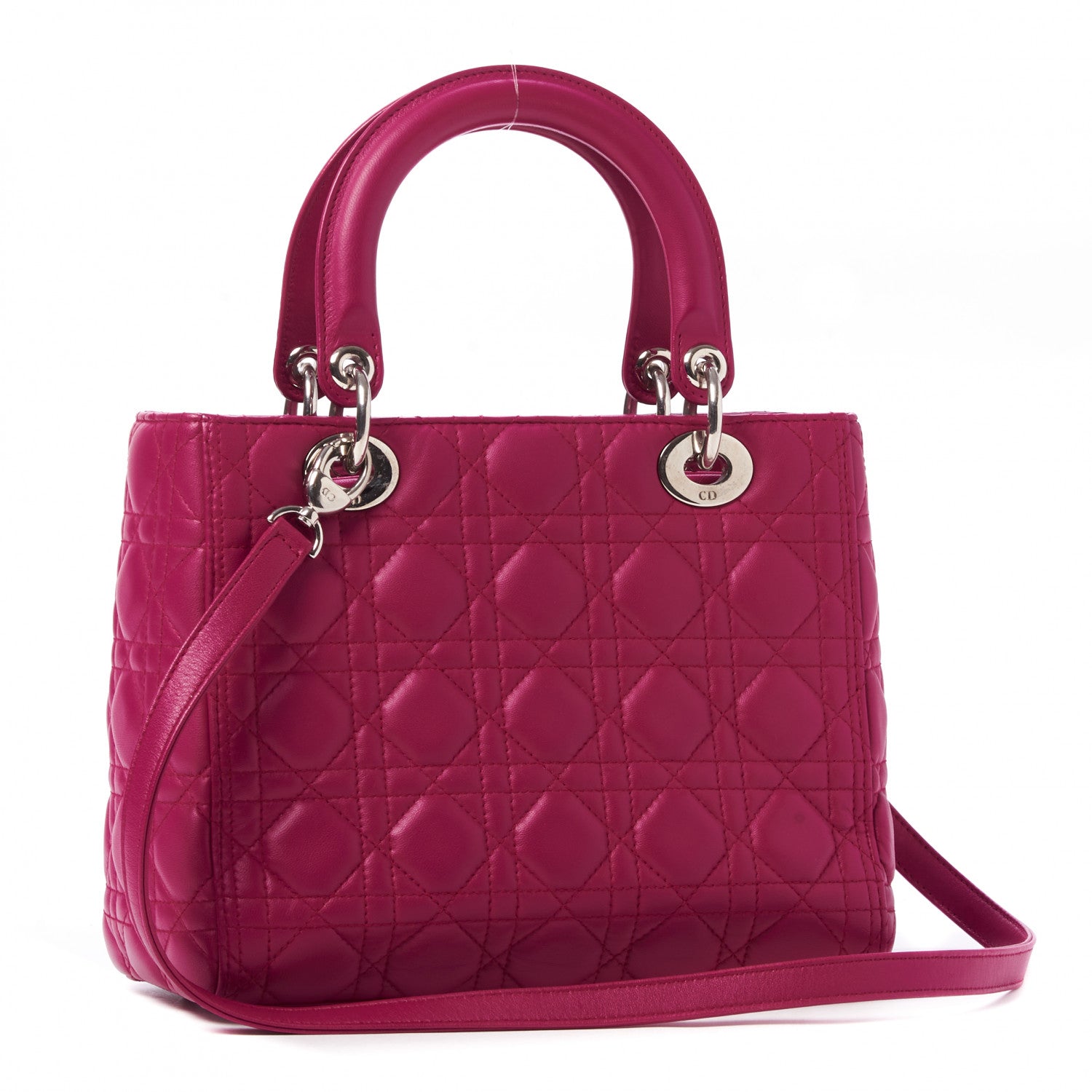 Christian Dior Lambskin Cannage Medium Lady Dior Fuchsia 2 of 9