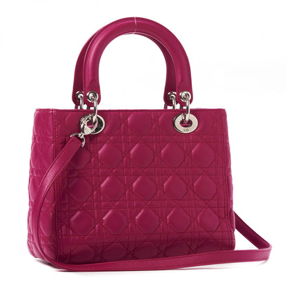 Christian Dior Lambskin Cannage Medium Lady Dior Fuchsia 2 of 9