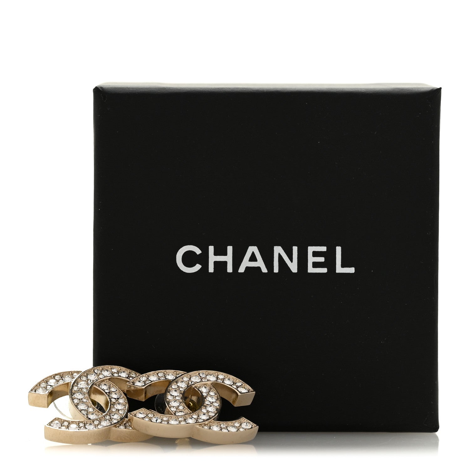 Chanel Crystal CC Earrings Light Gold 5 of 5