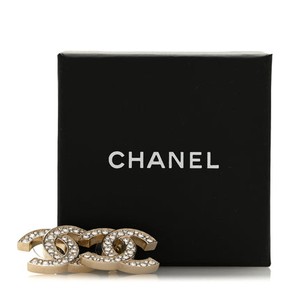 Chanel Crystal CC Earrings Light Gold 5 of 5