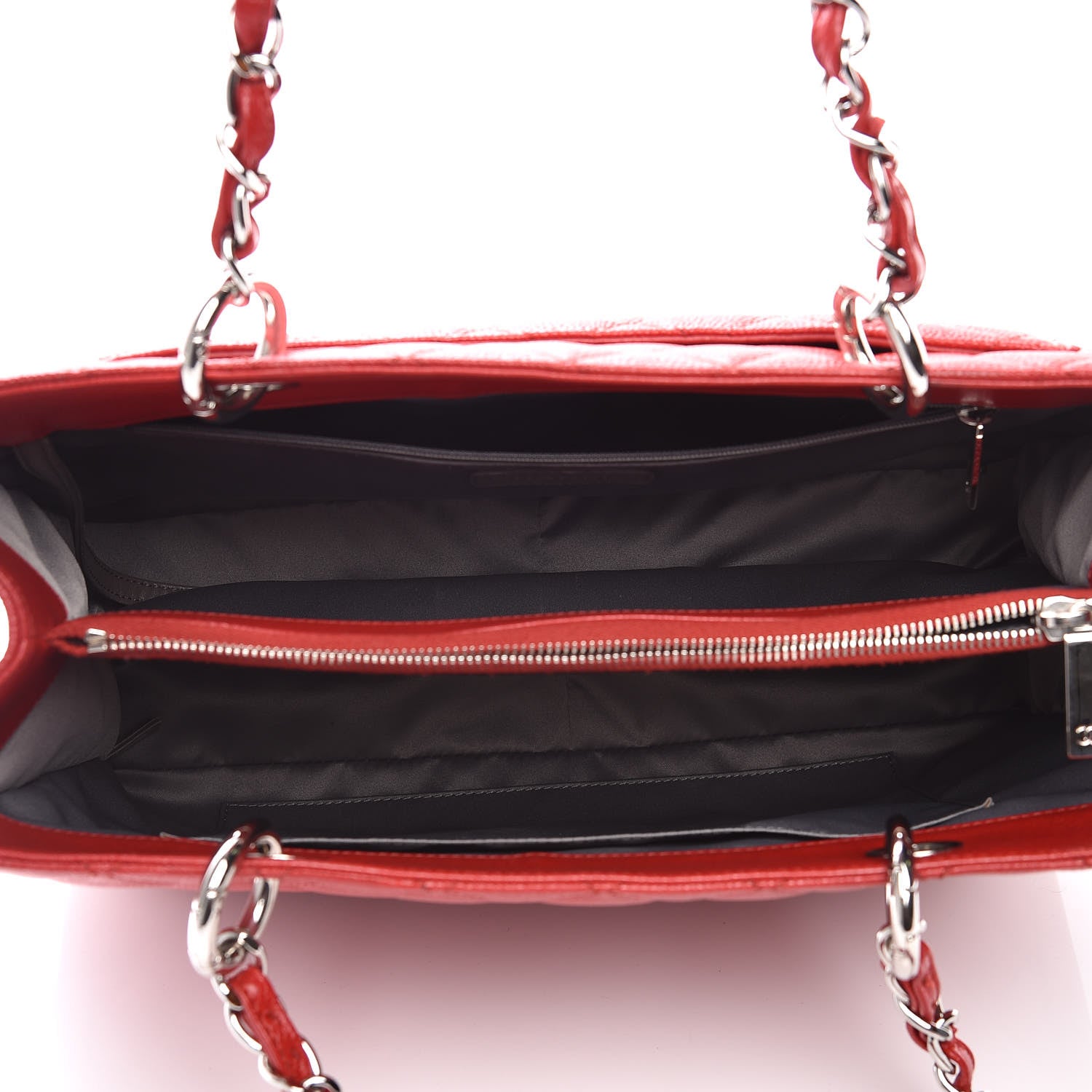 Chanel Caviar Quilted Grand Shopping Tote GST Red 7 of 13