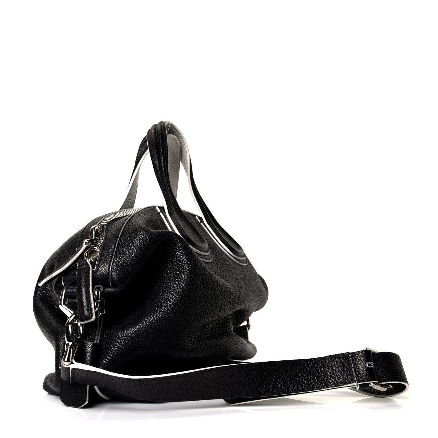 Waxy Grained Calfskin Medium Nightingale Black White