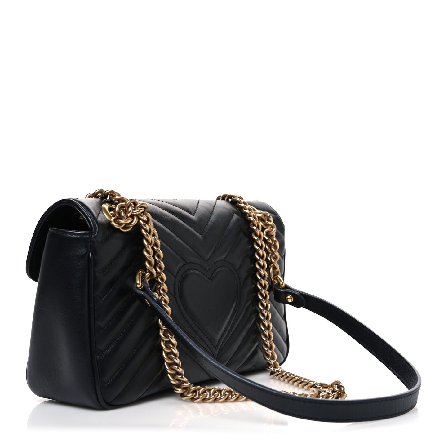 Calfskin Matelasse Small GG Marmont Shoulder Bag Black