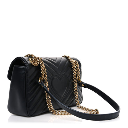 Gucci Calfskin Matelasse Small GG Marmont Shoulder Bag Black 3 of 11