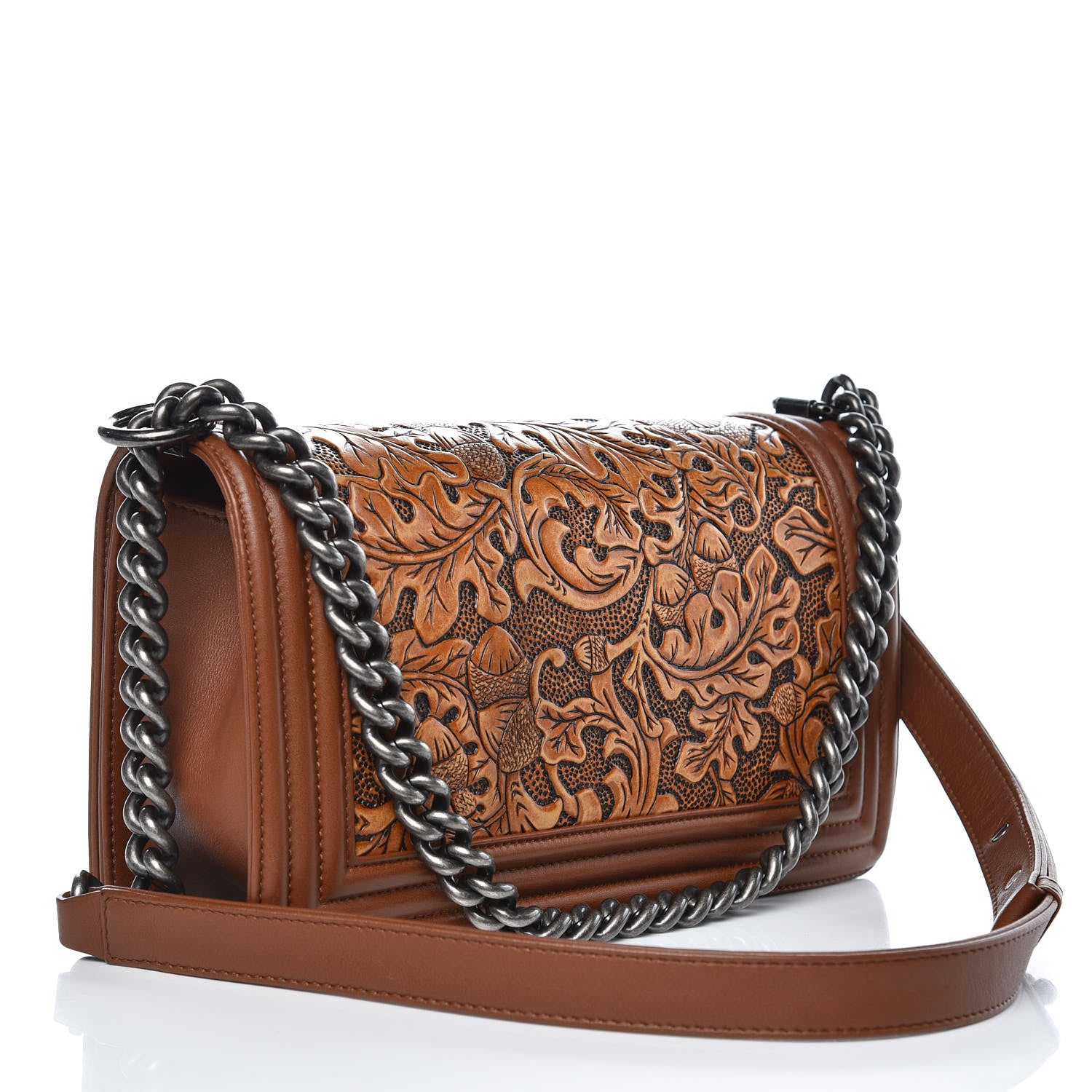 Chanel Calfskin Quilted Embellished Dallas Cordoba Medium Boy Flap Brown 3 of 16