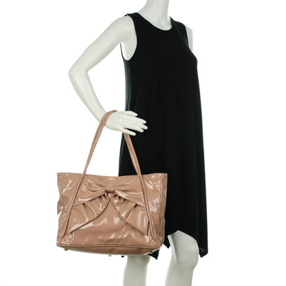 Valentino Garavani Patent Lacca Bow Tote Nude 2 of 8