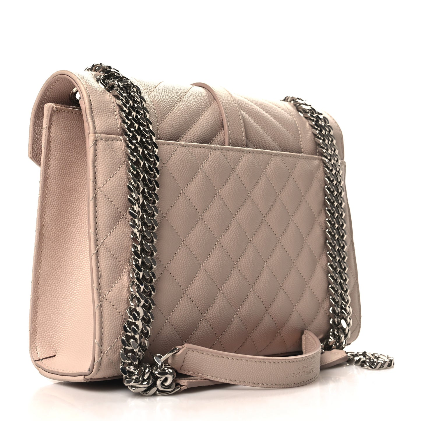 Grain De Poudre Textured Mixed Matelasse Medium Triquilt Monogram Satchel Marble Pink
