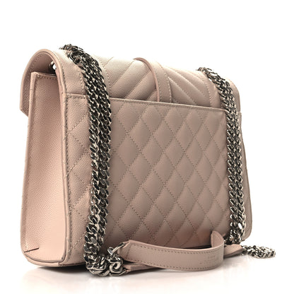 Saint Laurent Grain De Poudre Textured Mixed Matelasse Medium Triquilt Monogram Satchel Marble Pink 3 of 10