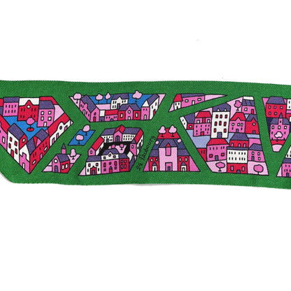 Hermes Silk Rive Droite Rive Gauche Twilly Vert Rose Bleu 4 of 5