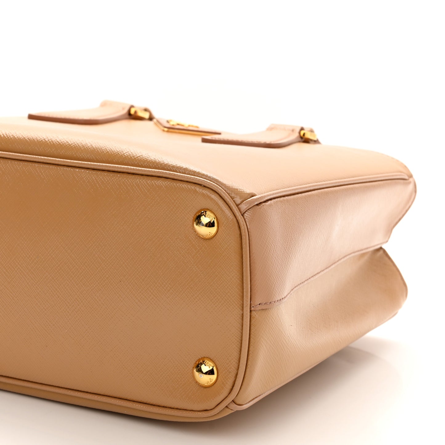 Saffiano Vernice Small Double Handle Tote Bag Cammeo