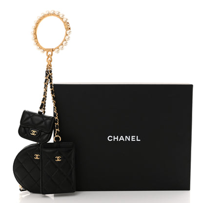 Chanel Pearl Lambskin Pearl Crown CC Wristlet Multi Pouches Black 11 of 11