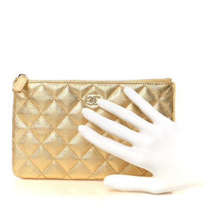 Chanel Metallic Caviar Quilted Small Zipped Pouch Gold 2 of 9