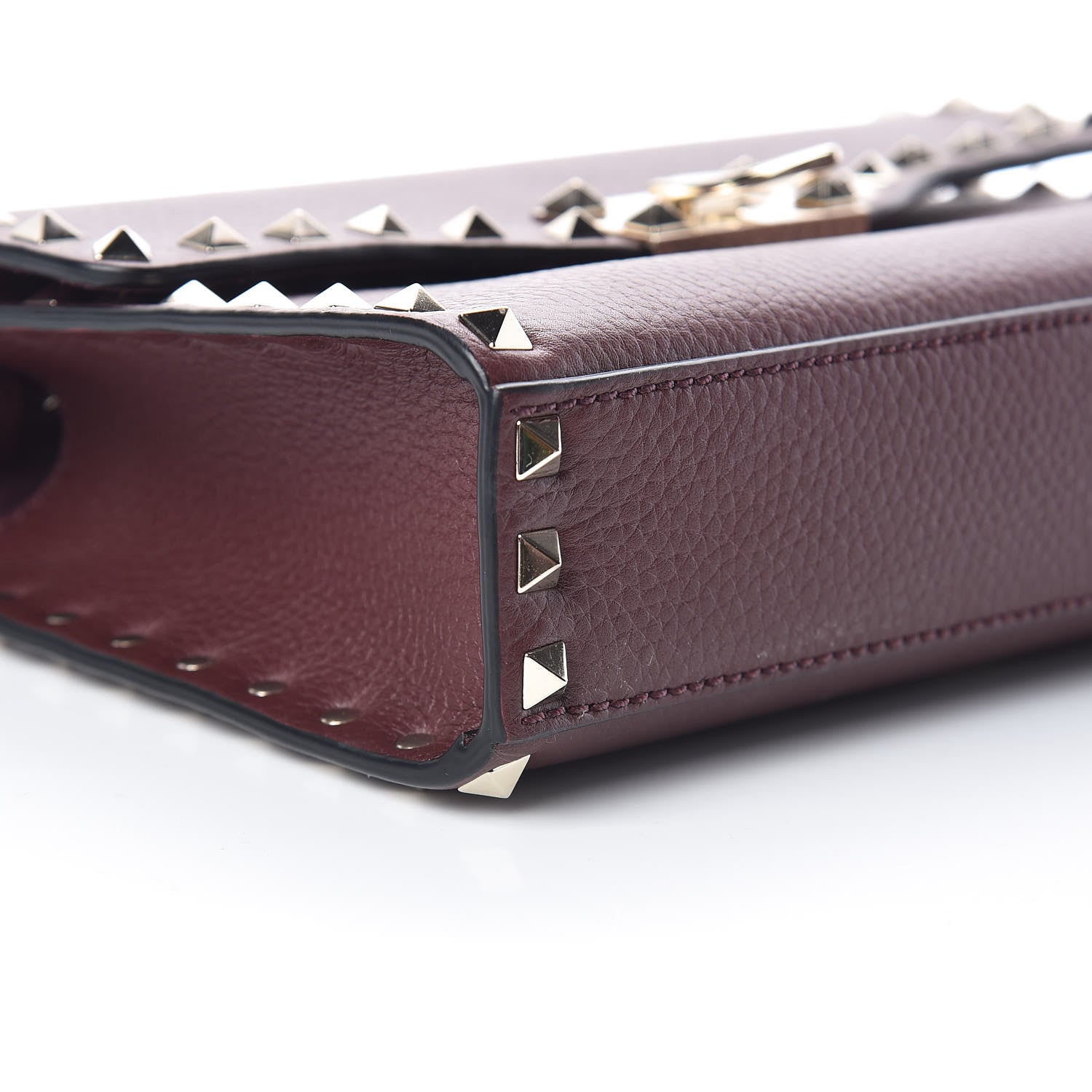 Valentino Garavani Pebbled Calfskin Medium Rockstud Flip Lock Crossbody Bag Rubin 9 of 10