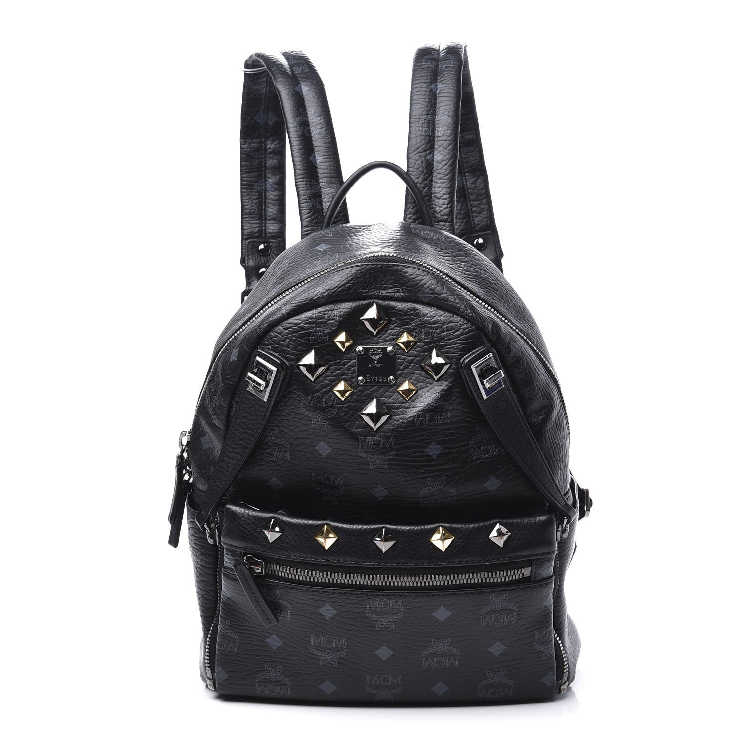 MCM Visetos Studded Small Dual Stark Backpack Black 1 of 8