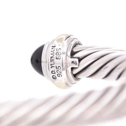 David Yurman Sterling Silver 14K Yellow Gold Black Onyx 7mm Cable Classics Bracelet 5 of 5