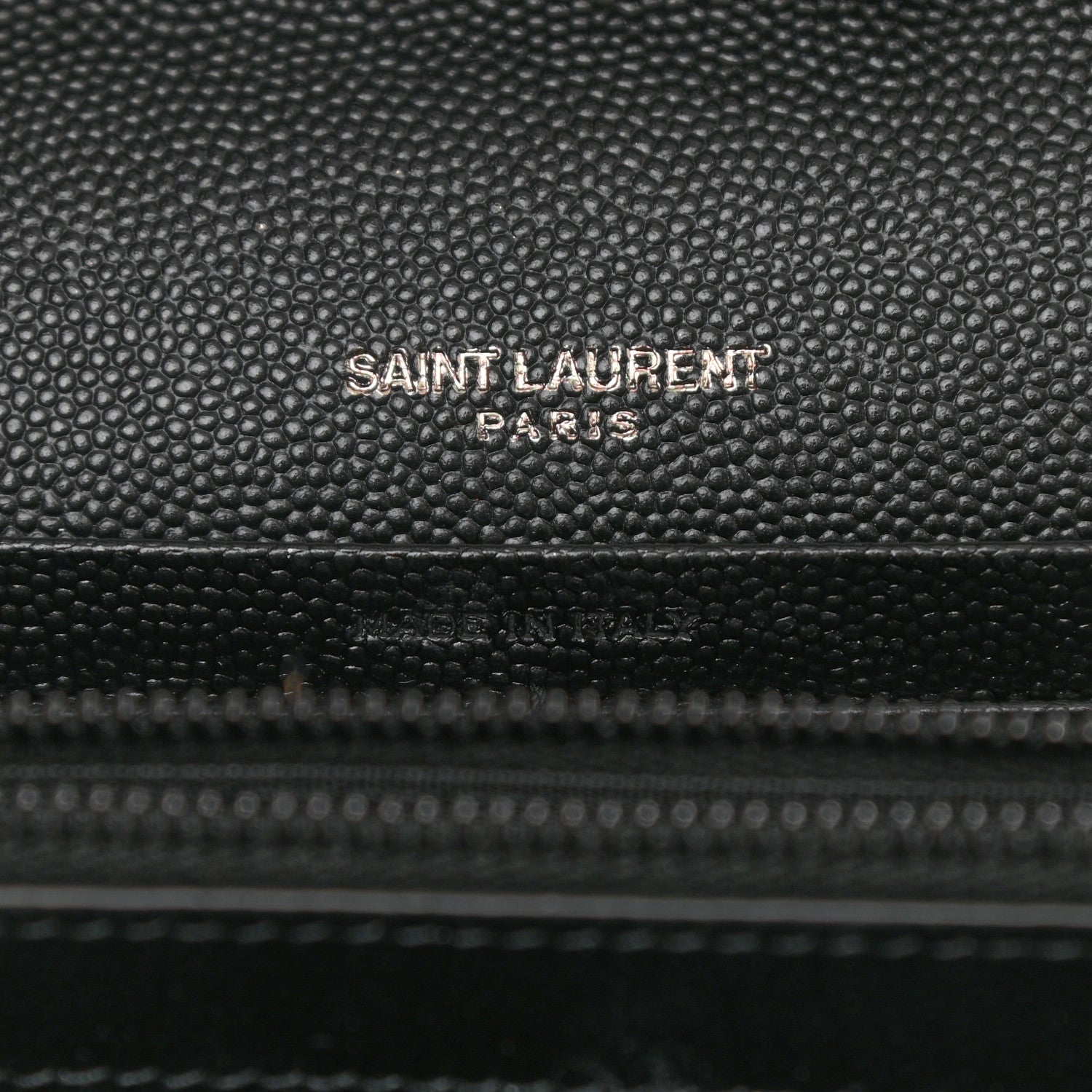 Saint Laurent Grain De Poudre Matelasse Chevron Monogram Chain Wallet Black 6 of 10