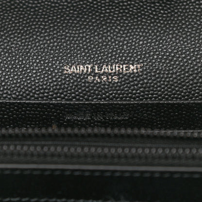 Saint Laurent Grain De Poudre Matelasse Chevron Monogram Chain Wallet Black 6 of 10