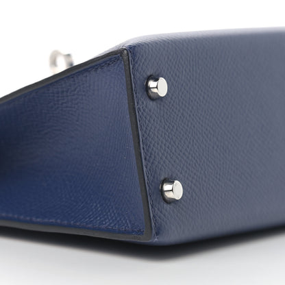 Hermes Epsom Mini Kelly Sellier 20 Bleu Saphir Bleu France Black 8 of 12