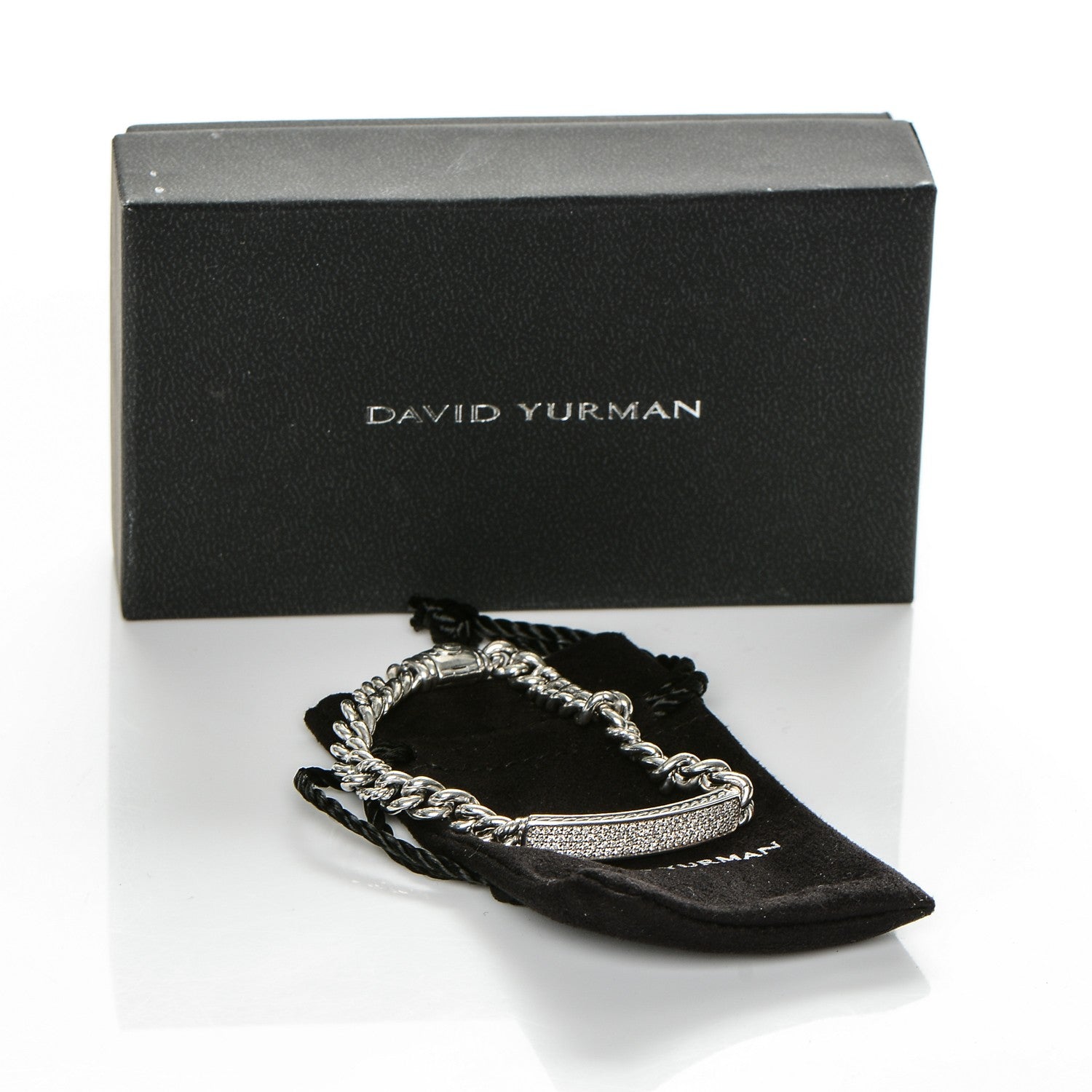 David Yurman Sterling Silver Pave Diamond 6mm Petite ID Bracelet 6 of 6