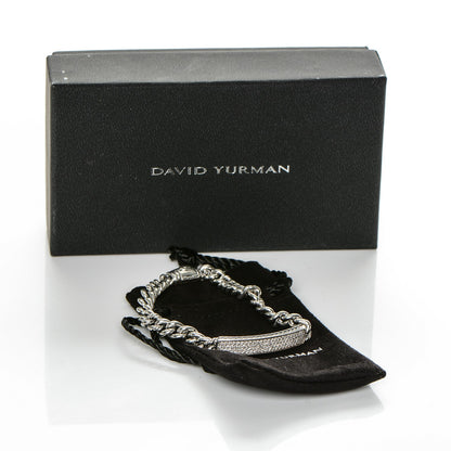 David Yurman Sterling Silver Pave Diamond 6mm Petite ID Bracelet 6 of 6
