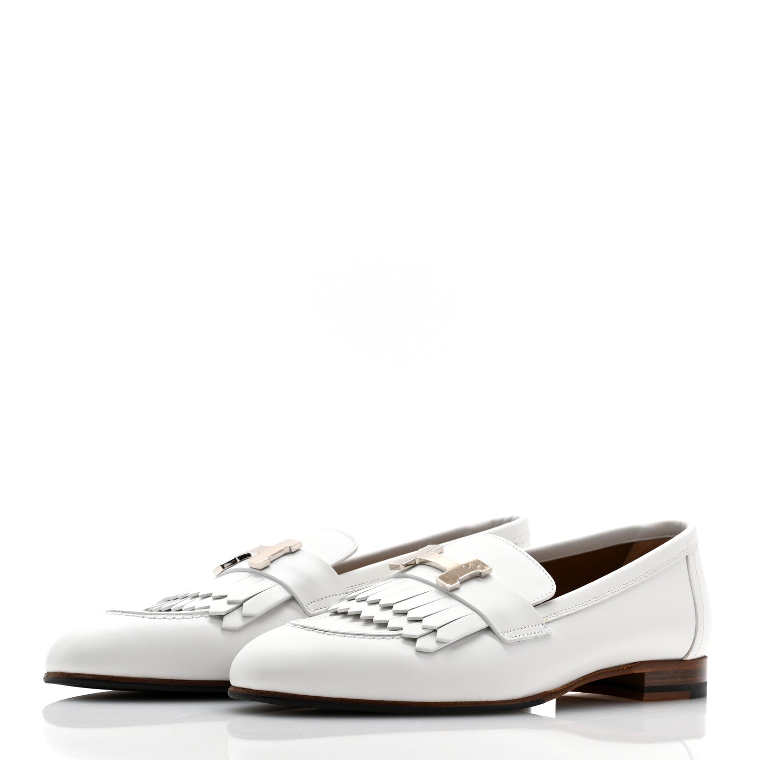 Hermes Calfskin Womens Royal Loafers 36 White 3 of 8
