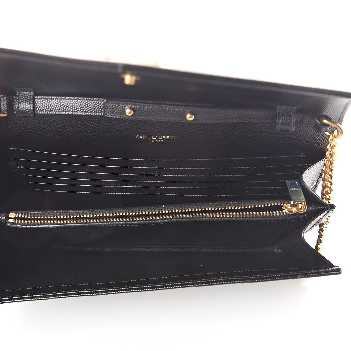 Grain De Poudre Matelasse Chevron Monogram Chain Wallet Black