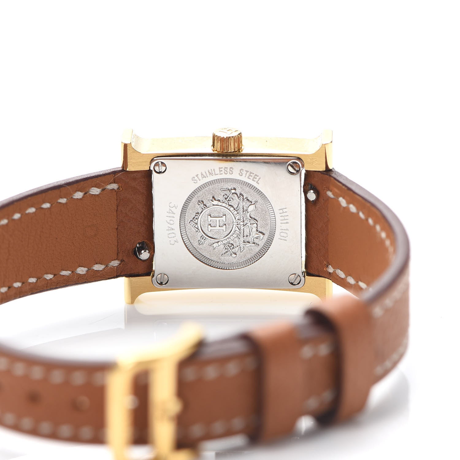 Hermes Stainless Steel Epsom 17.2mm Heure H Hour Quartz Watch Gold 4 of 5