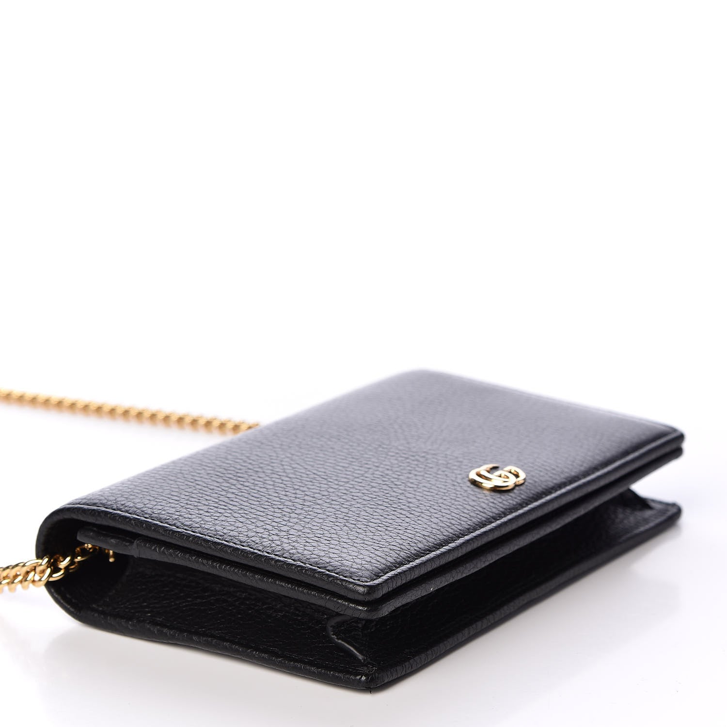 Gucci Calfskin Mini GG Marmont Chain Wallet Black 3 of 9