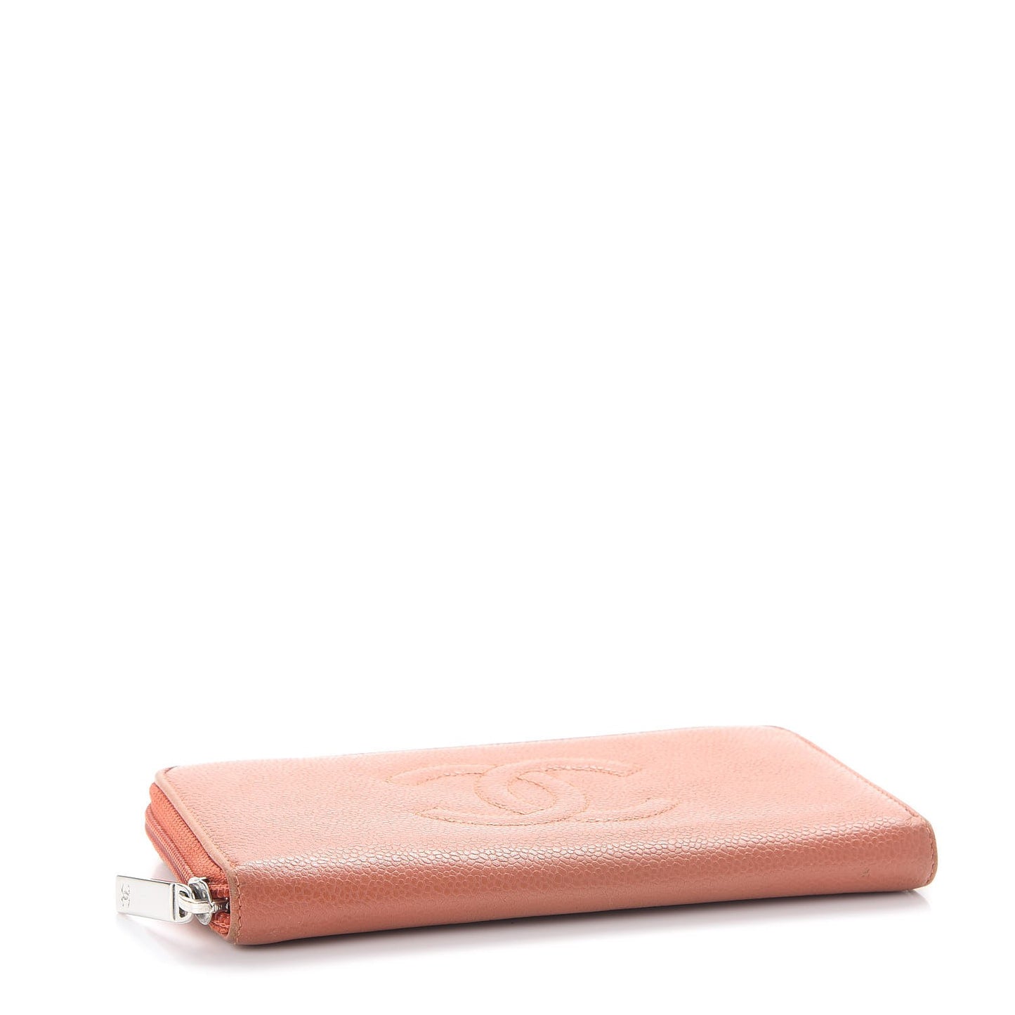 Caviar Large Timeless CC Gusset Zip Around Wallet Dark Orange