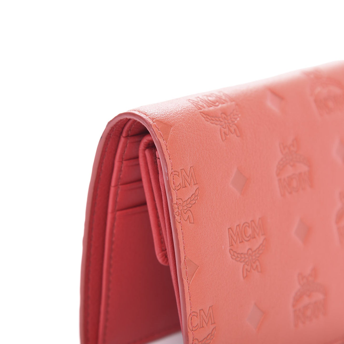 Calfskin Ottomar Monogram Bi-Fold Wallet Hot Coral
