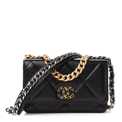 Chanel Lambskin Quilted Chanel 19 Wallet On Chain WOC Black 1 of 13