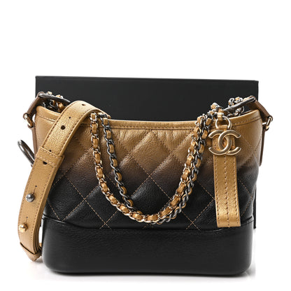 Chanel Metallic Goatskin Quilted Small Gabrielle Hobo Gold Black 11 of 11