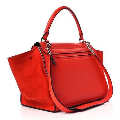 Celine Drummed Calfskin Suede Medium Trapeze Vermillion 3 of 12
