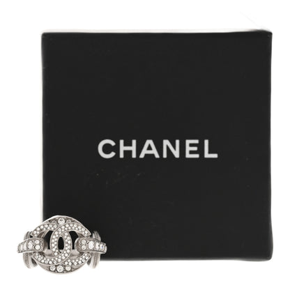 Chanel Metal Crystal CC Ring Silver 5 of 5