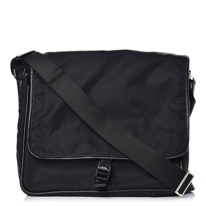 Prada Tessuto Nylon Saffiano Messenger Satchel Black 1 of 15