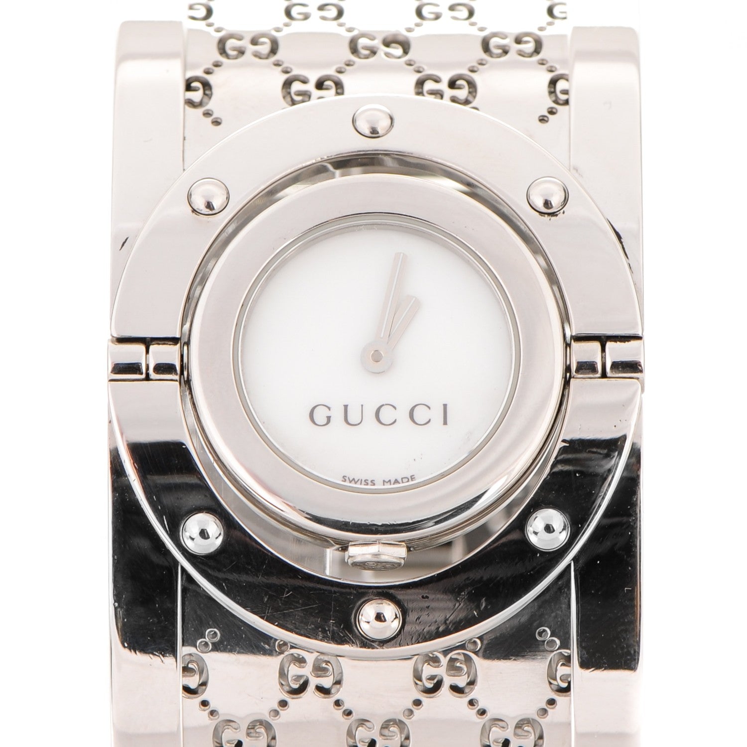 Gucci Stainless Steel Mother of Pearl 33mm Twirl Quartz Watch 1 of 5