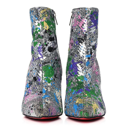 Christian Louboutin Paillette Splash So Kate Booty 85 Ankle Boots 37.5 Silver Multicolor 2 of 11