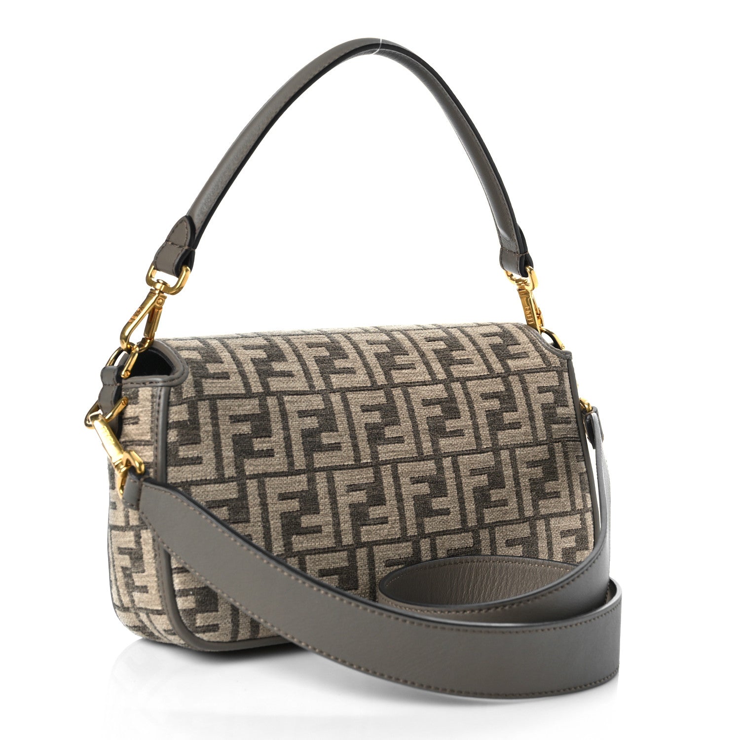 Fendi Chenille FF Embroidered Baguette Antracite Asfalto 2 of 7