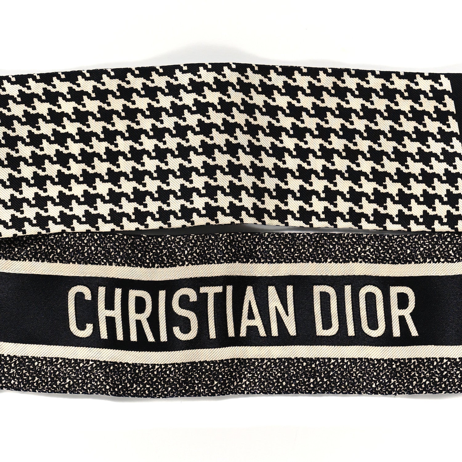 Christian Dior Silk Houndstooth Mitzah Scarf Black White 3 of 3