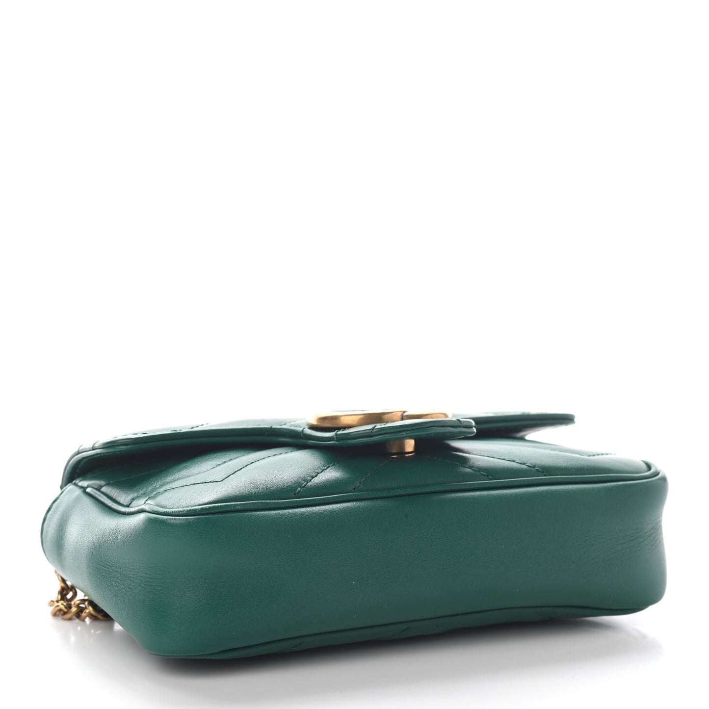 Calfskin Matelasse Super Mini GG Marmont Shoulder Bag Emerald Green