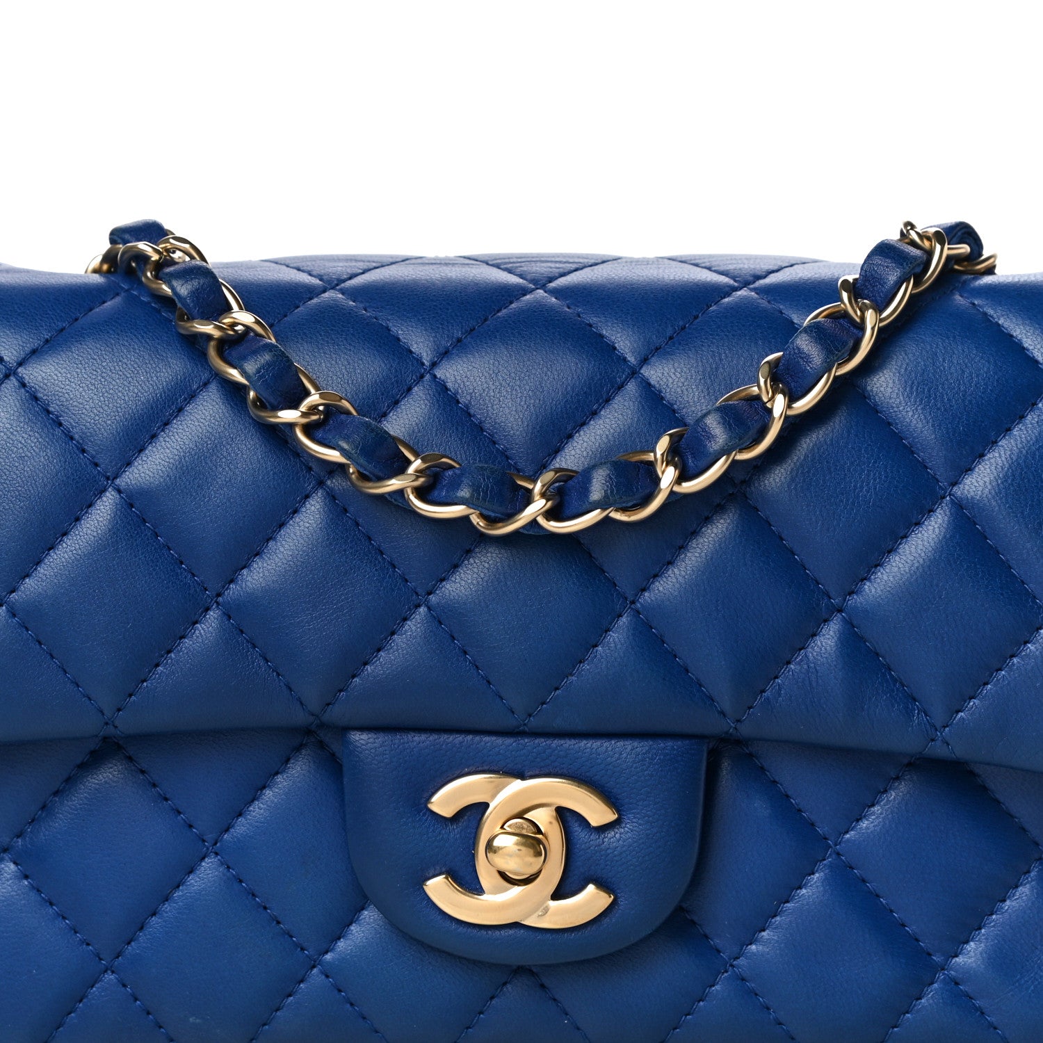 Chanel Lambskin Quilted Mini Rectangular Flap Blue 7 of 12