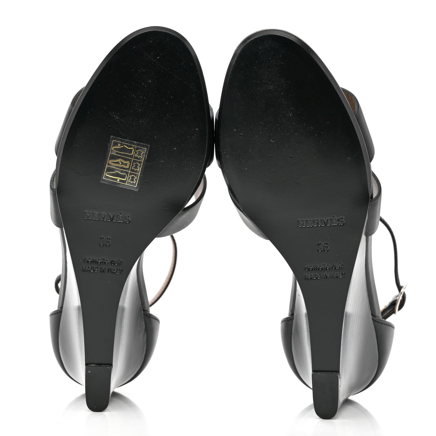 Calfskin Legend Wedge Sandals 36 Black