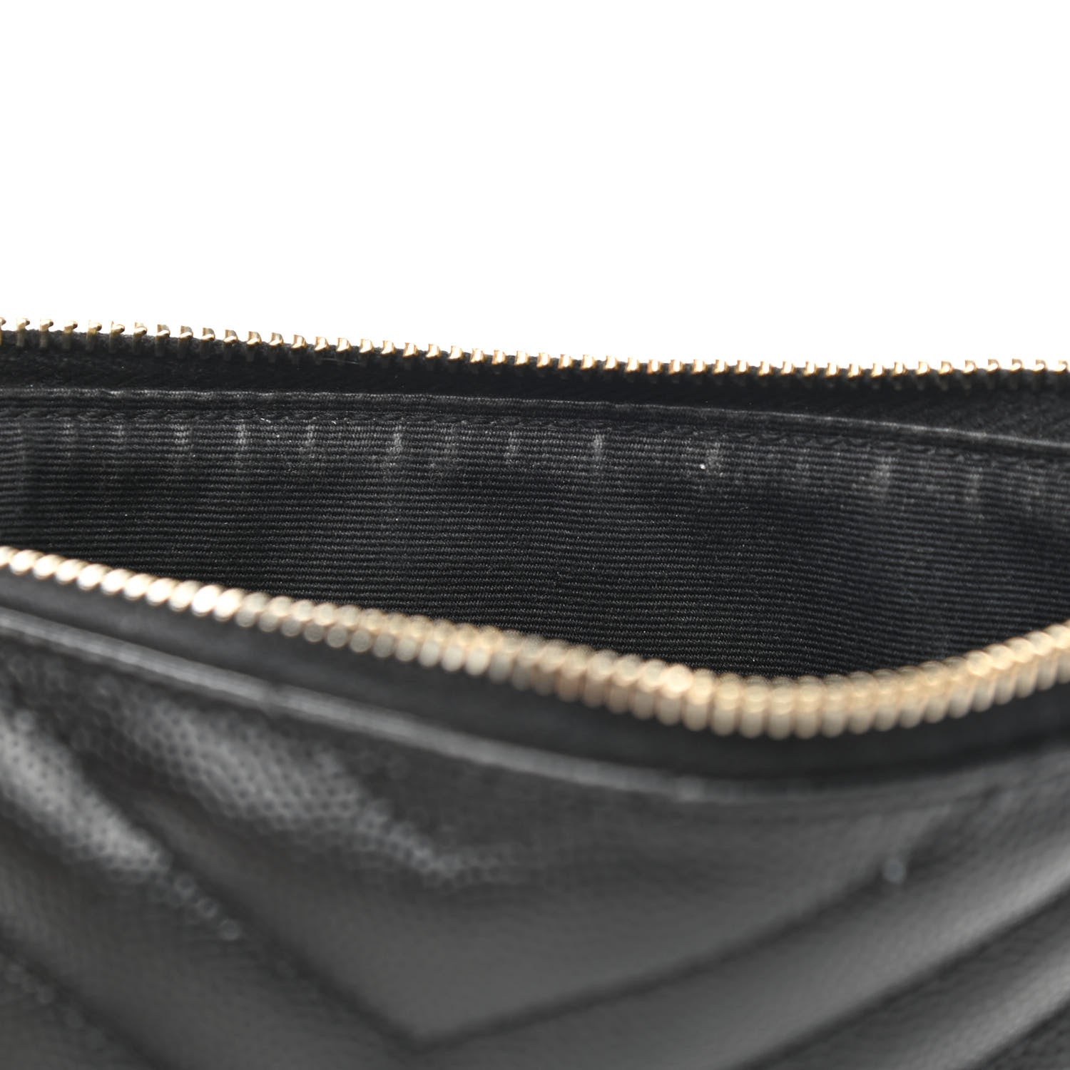 Saint Laurent Grain De Poudre Chevron Monogram Bill Pouch Black 9 of 13